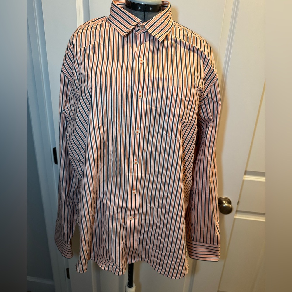 GUC Izod Orange and Blue Stripe Slim Fit Shirt XL